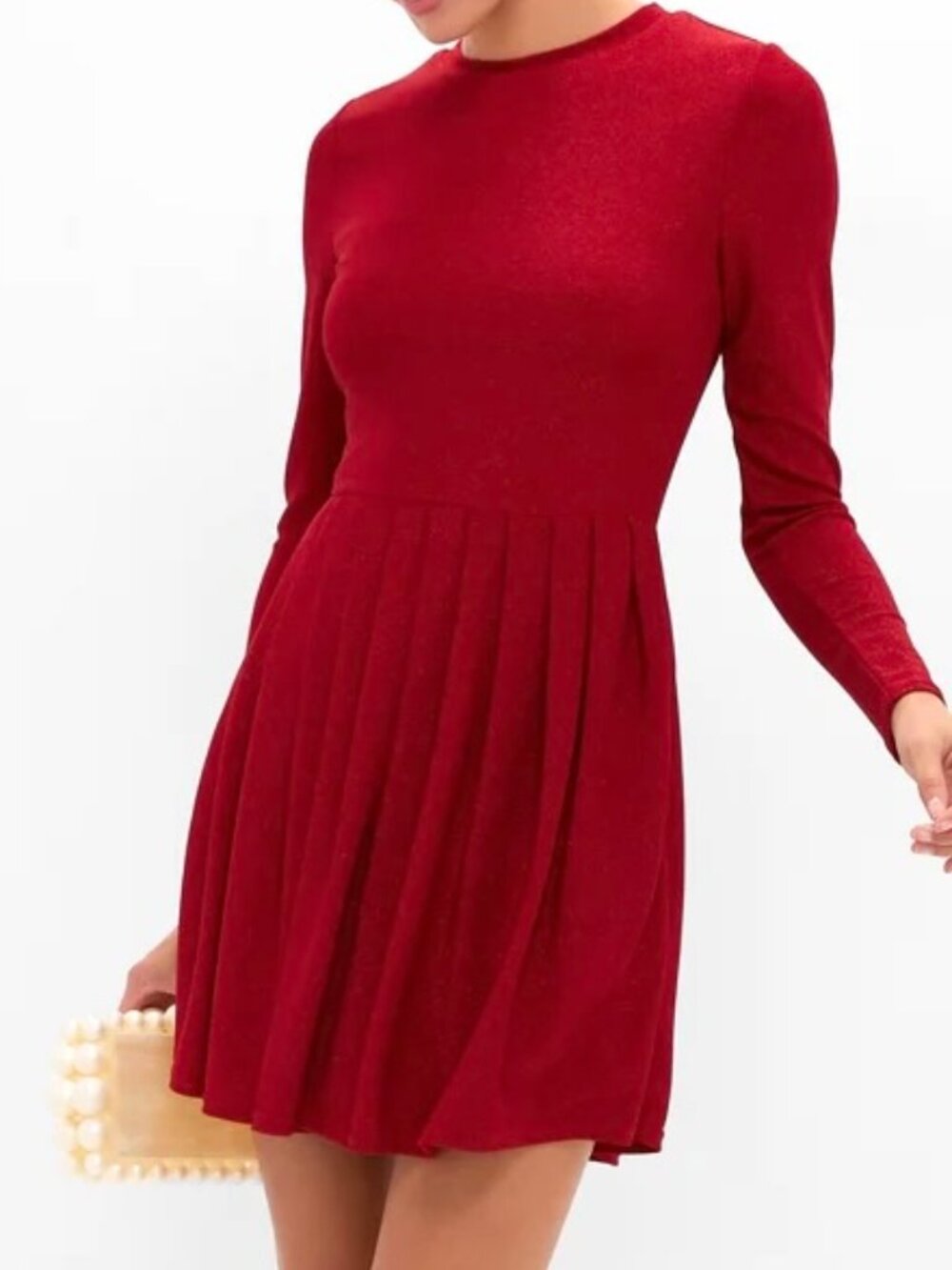 Hyacinth House Red Shimmer Pleated Bale Mini Dress Tuckernuck (M) NWT